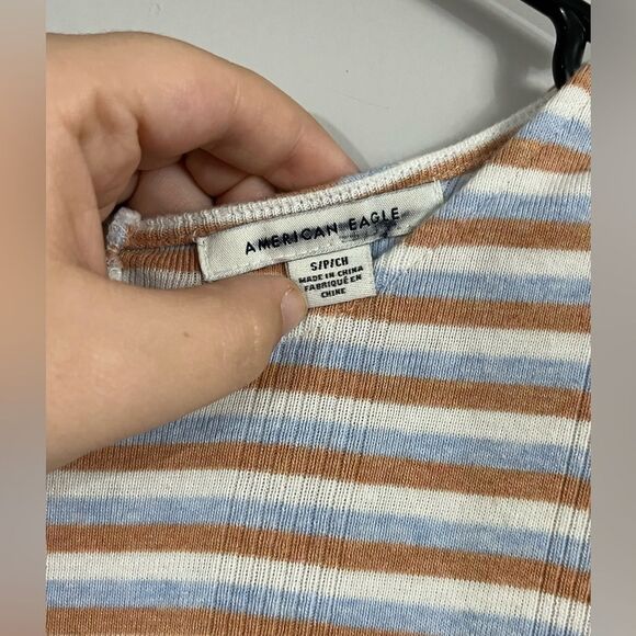 American Eagle Open Back Swing Tank T-Shirt Sleeveless Striped Dress Size Small - Picture 8 of 8